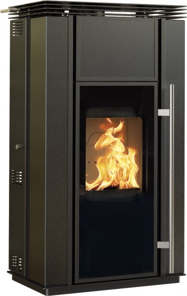 Stromloser Pelletofen Symio Stahl/StahlFront